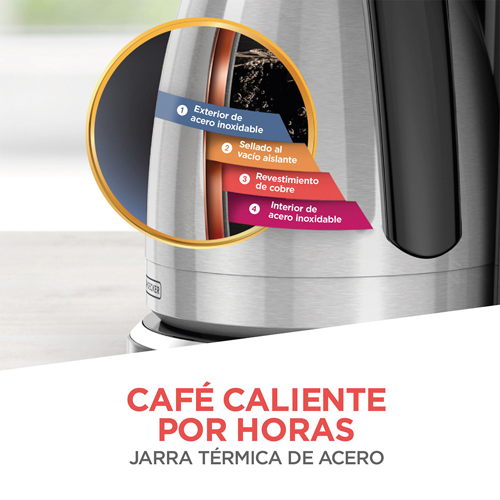 CAFETERA BLACK DECKER 12 TAZAS PROGRAMABLE TERMICA DIGITAL CON JARRA DE ACERO  INOX. - Alti