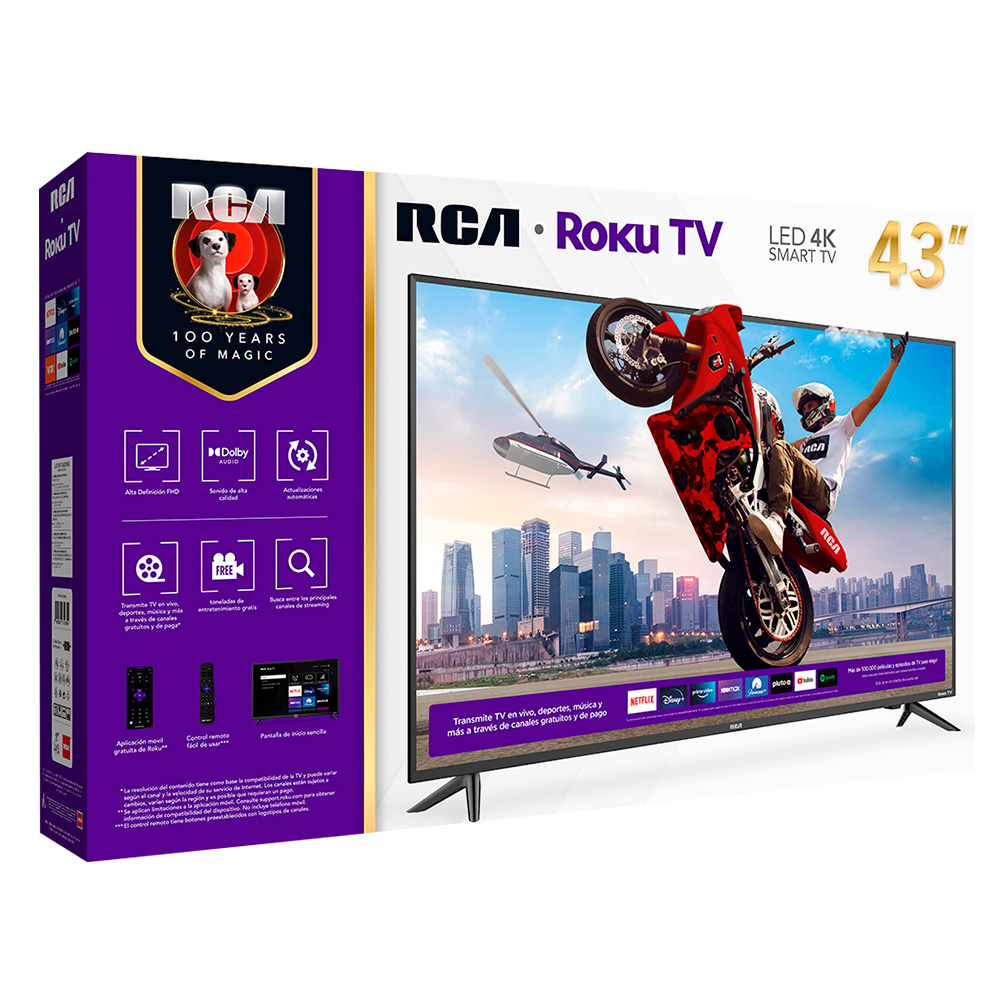 Televisor RCA 43 PULGADAS  Full HD 1920x1080p, Android TV, Sin Marcos,  Control de Voz – All Technologycs
